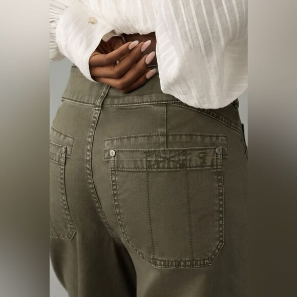 The Wanderer Mid-Rise Relaxed-Leg Pants by Pilcro Size 16W moss - Picture 3 of 4